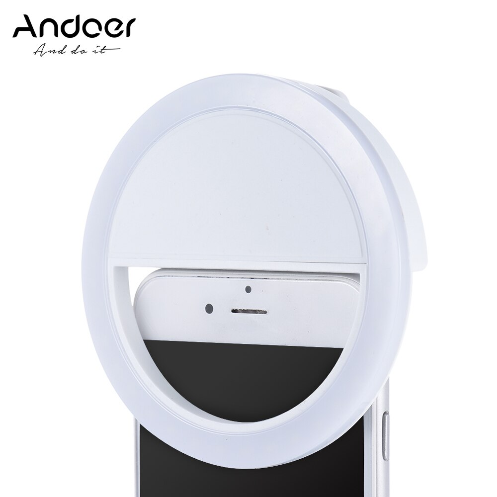 Andoer Selfie Licht Tragbare Mini Clip-auf Fill-in 36 LED Selfie Ring Licht für iPhone X 8 7 Plus für Samsung Huawei Ringlight