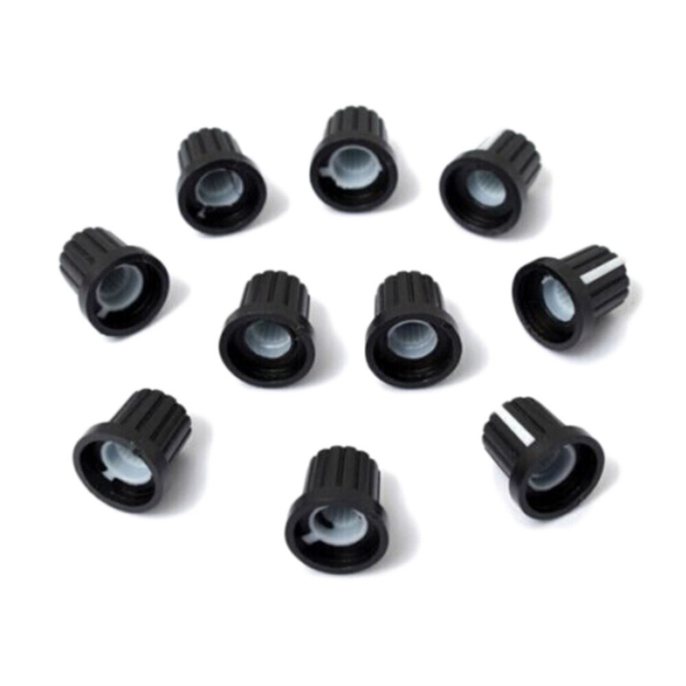 Zlinkj 10 Stuks 6 Mm Plastic Shaft Hole Dia Schroefdraad Gekartelde Potentiometer Knoppen Caps
