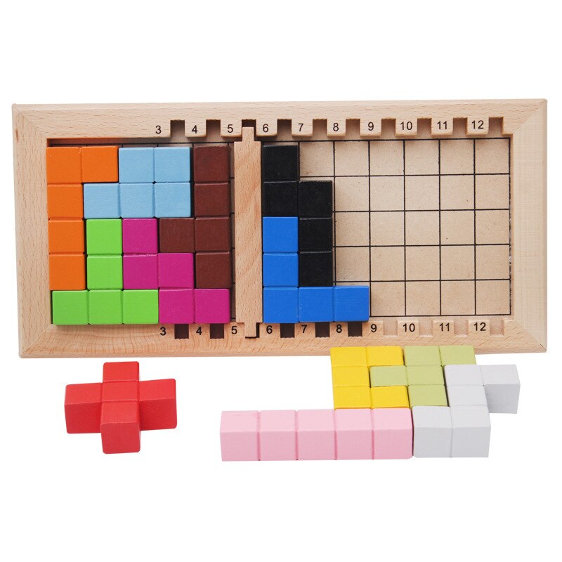 Kleurrijke Houten Fun Tetris Puzzel Speelgoed Voor Kinderen Voorschoolse Magination Intelligentie Verbeelding Onderwijs Speelgoed Kinderen