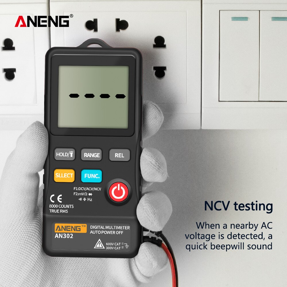 Aneng  an302 true rms digital multimeter tester 8000 teller en multimetro transistor testere bananaligator peak kabel meter