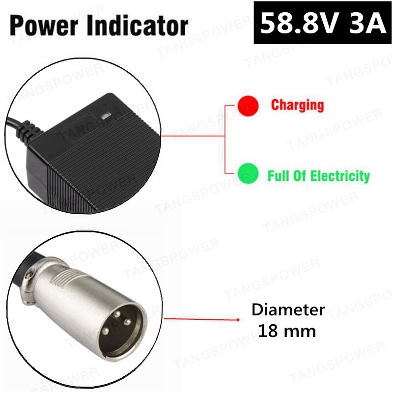 150W 58.8V 3A Charger For 14S 52V Lithium Battery Pack For 58.8V3A Li-ion Battery Charger Strong With Cooling Fan: WHITE / UK