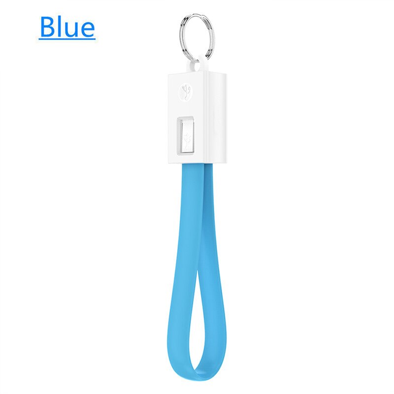 Keychain Micro USB Type C Cable Fast Charger Small Cable For iphone Sumsang Key Chain USBC Short Cabel Mini Cables East to Carry: Blue / 20CM For iPhone