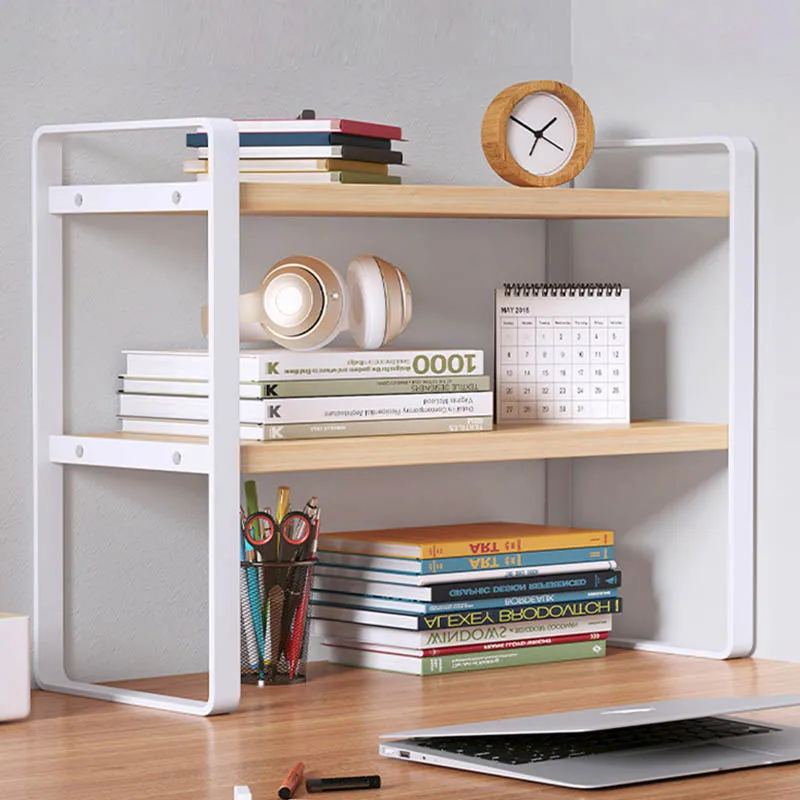 30/40 cm Schreibtisch Bücherregal Stahl Holz Schreibtisch verwöhnen mehrschichtig Kosmetik Lagerung Gestell Haushalt Schlafsaal Büro Schreibtisch Organisatoren