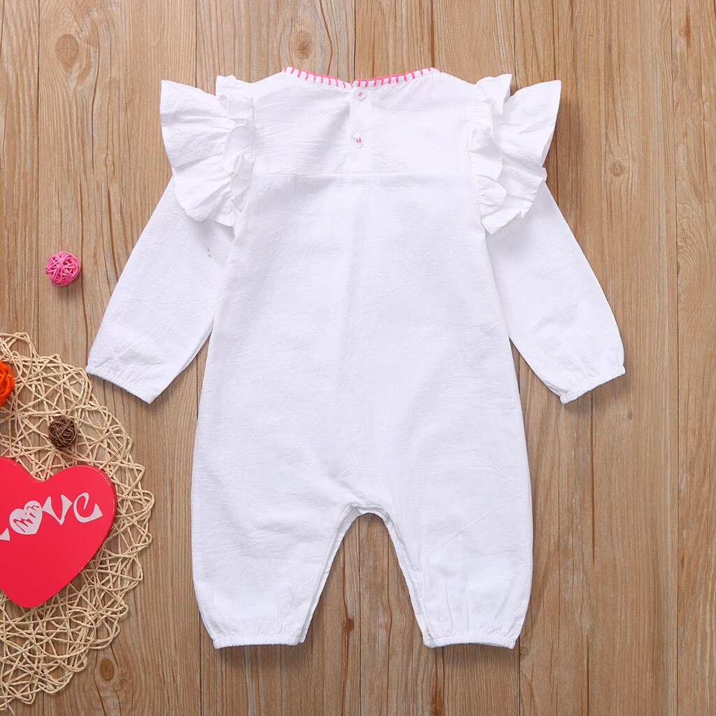 Baby Infant Rompers Baby Boys Girls Long-Sleeved Romper Ruffles Embroidery Floral Infant Jumpsuit Baby Toddler Clothes#Aug