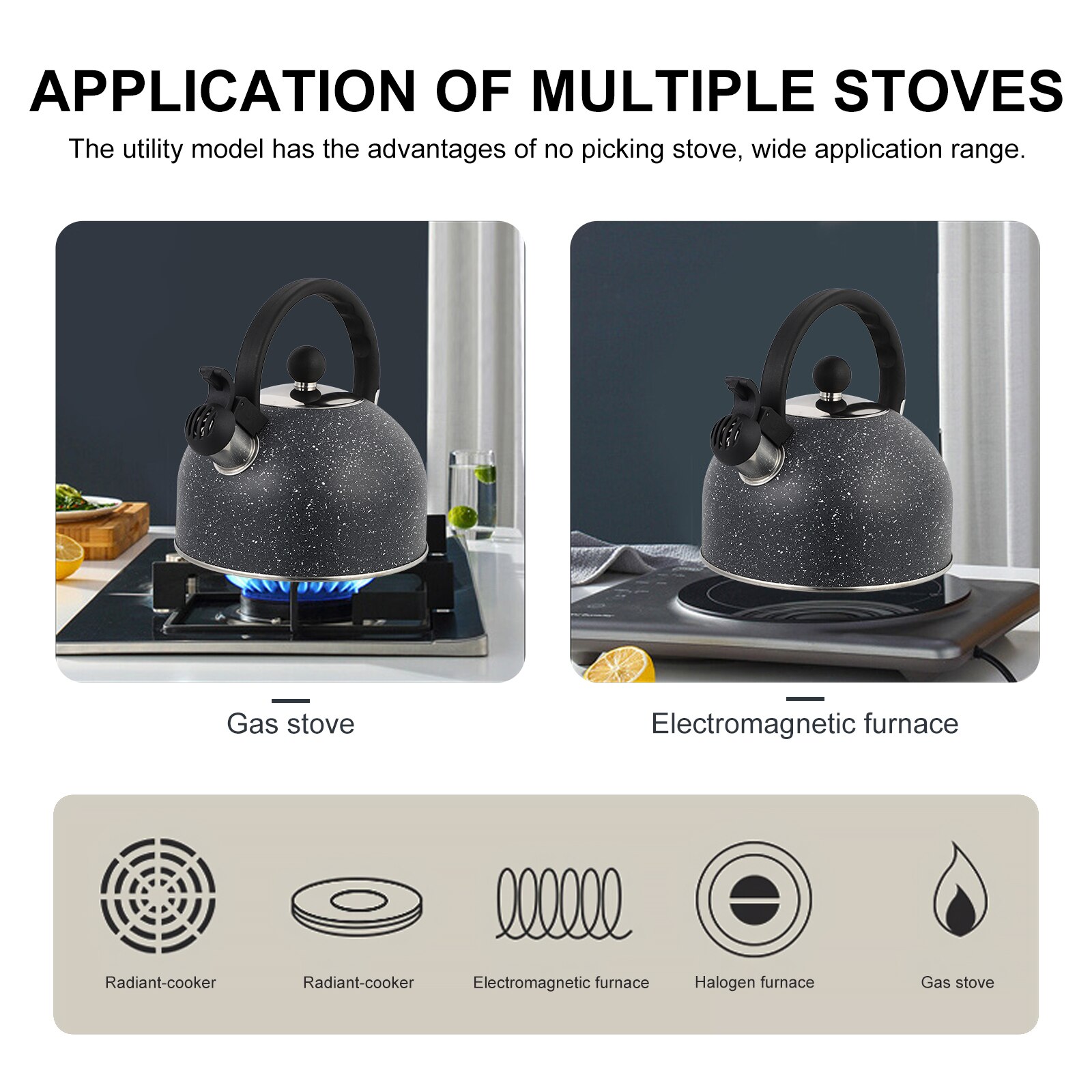 2.5L Stainless Steel Kettle Boiling Whistle Kettle Whistling Kettle Practical Teakettle Kitchen Gadget With Anti-Scalding Handle