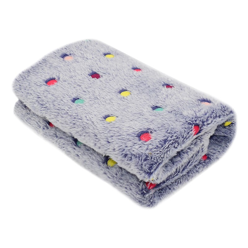 Couverture polaire chaude et douce pour lit de chat et de chien, imprimée à pois, coussin pour animaux de compagnie, tapis pour petits, moyens et grands chiots: GRAY / 100 x 75 cm