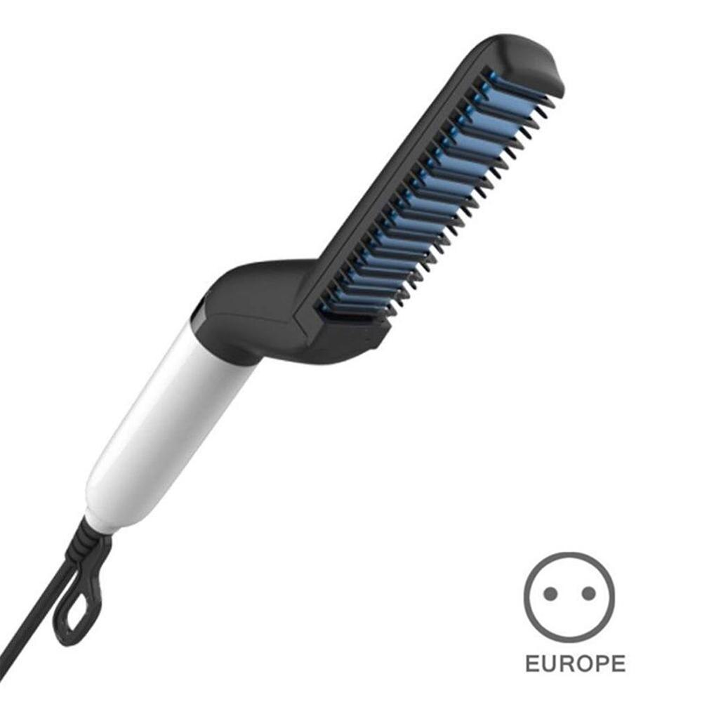 Quick Beard Straightener Comb Multifunctional Hair Curler Straightening Permed Clip Comb Styler Electric Hair Tool for Men: EU Plug