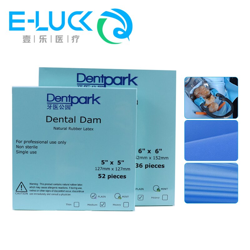 1Box Dental Dam Sheet Blue Non Sterile Dental Rubber Dam Nature Latex For 5*5 And 6*6