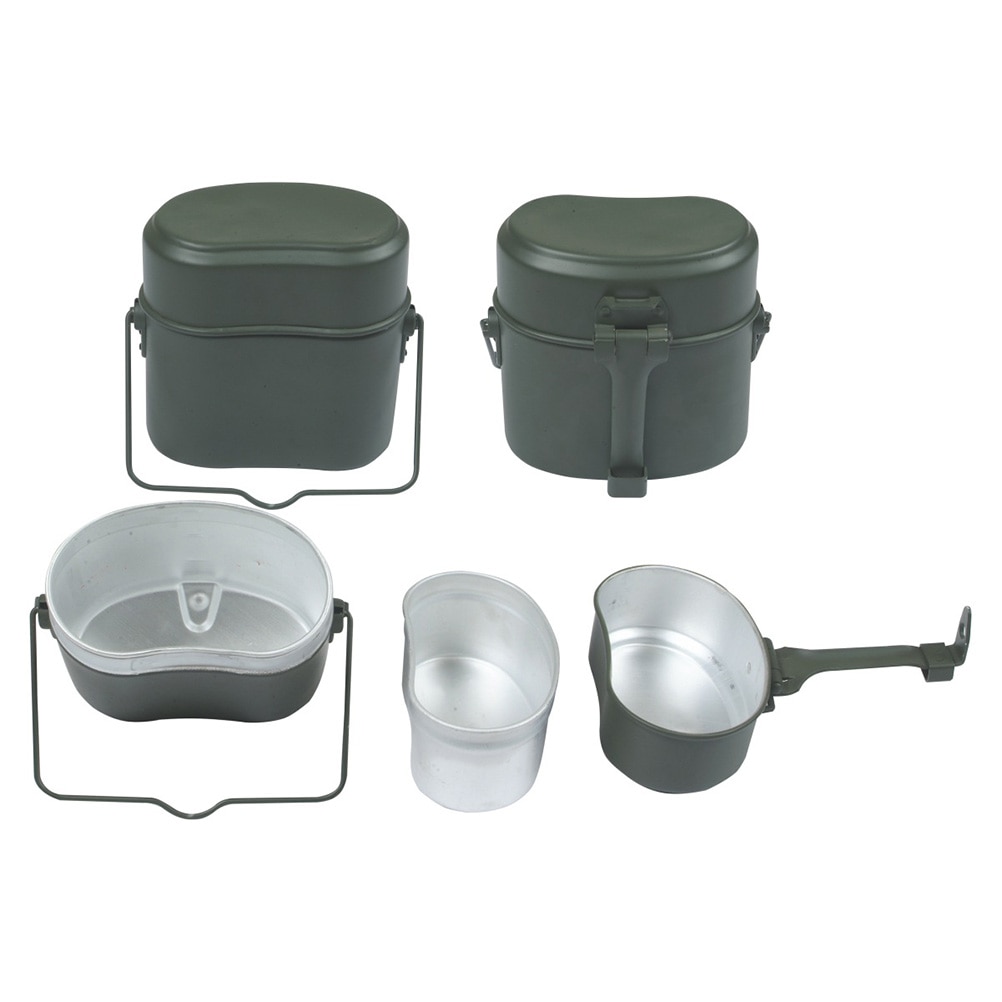 Heatable Outdoors 3 In 1 Aluminum Camping Lunch Box Picnic Kit Canteen Kettle Pot Canteen Food Cup Bowl For Camp Picnic Travel