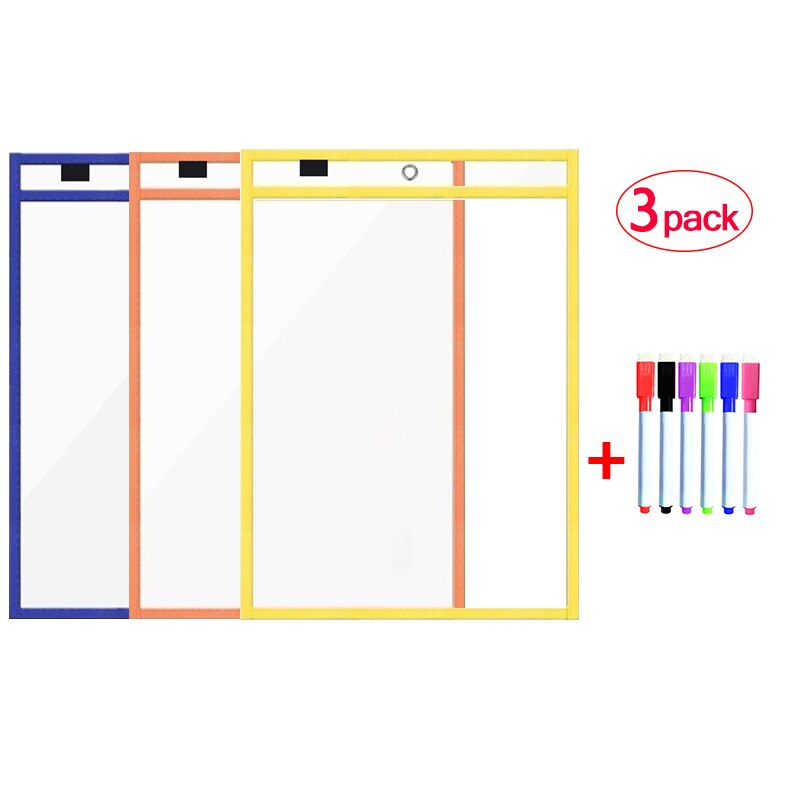 Erasable Dry Erase Board Write Delete File Dry Erase Pockets Drawing Teaching Practice Board Writing White Board markers For Kid: 3B6P
