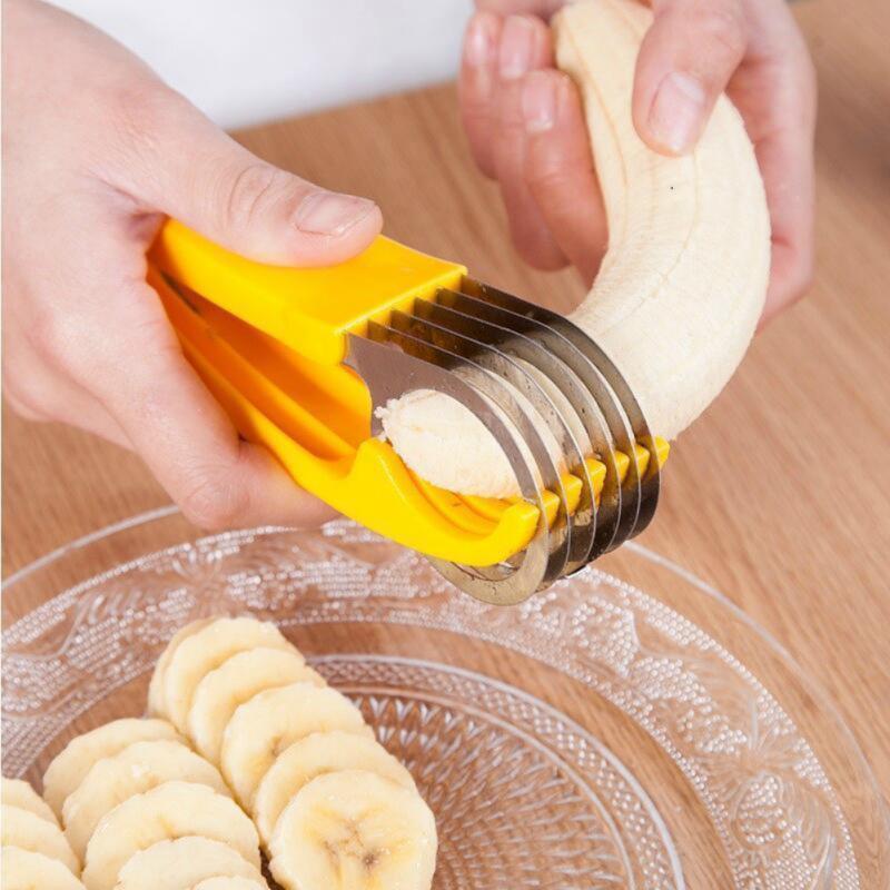 Stainless Steel Banana Slicers Manual Vegetable Sausage Slicer Kitchen Cucumber Knife Banana Cutter Fruit Chopper Salad Tools