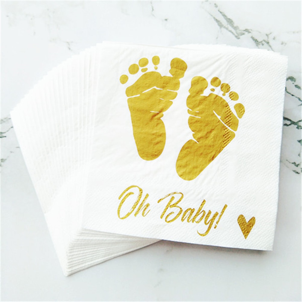 20 vellen Absorberende Vergulden Voet Decoratieve Wegwerp Tissue Papier Servetten voor Party Verjaardag