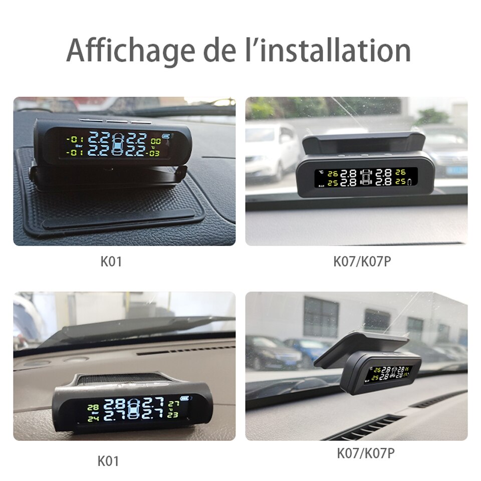 Acceo Smart TPMS Car Tire Pressure Alarm Monitor System 4 Sensors Display Solar Intelligent Tyre Pressure Temperature Warning