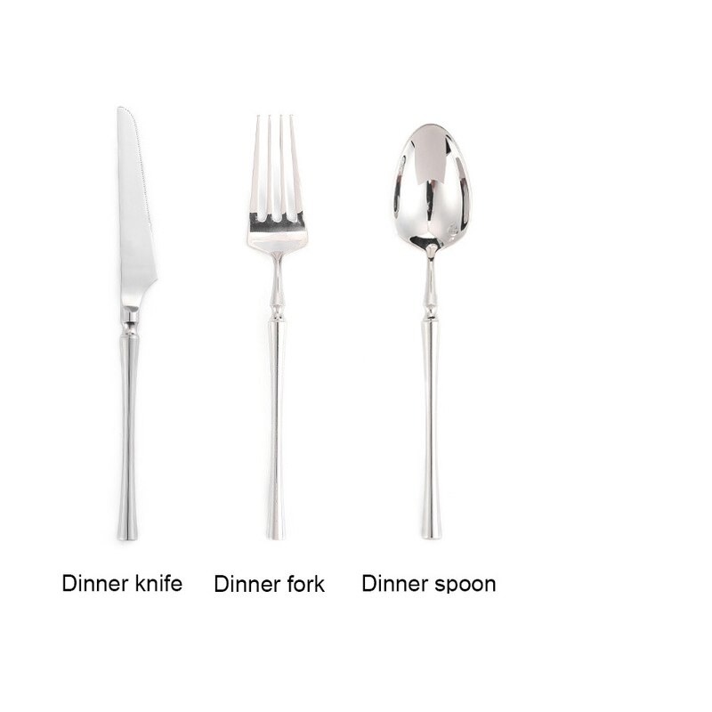 304 Mirror Stainless Steel Dinner Knife Fork Spoon Dinnerware Set Luxury Cutlery Silverware Steak Coffee Dessert Fruit Fork: 3 PSC-SET A