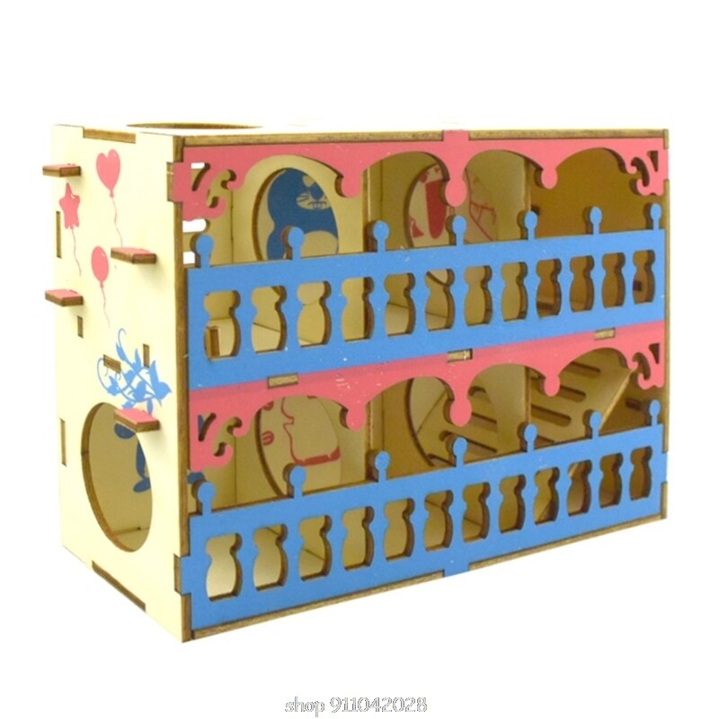 Hamster Maze Wooden Tube Tunnel Cage Seesaw House Swing Small Animals Pet Interactive Play Toys for Rat D25 20: B