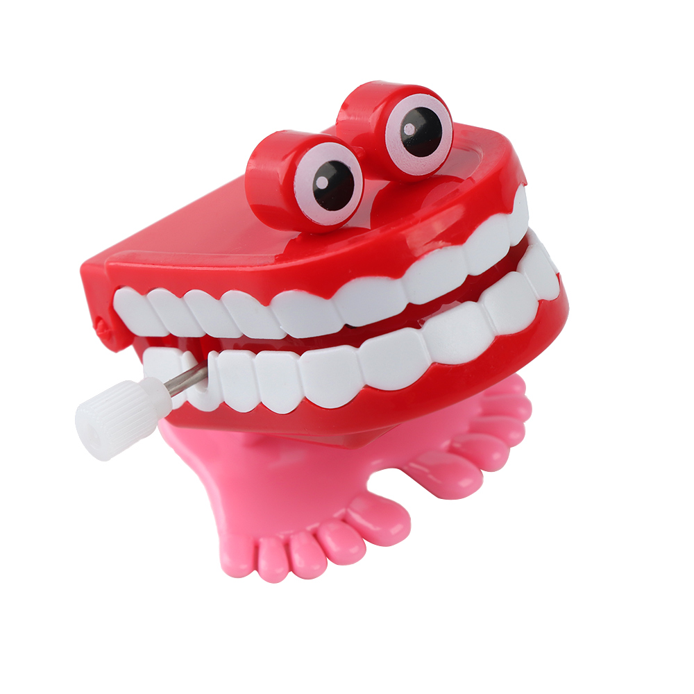 1Pcs Funny Klapperende Springen Lopen Tanden Vorm Clockwork Speelgoed Mini Kinderen Kerst Dier Tand Speelgoed Wind Up Speelgoed: Teeth with eyes