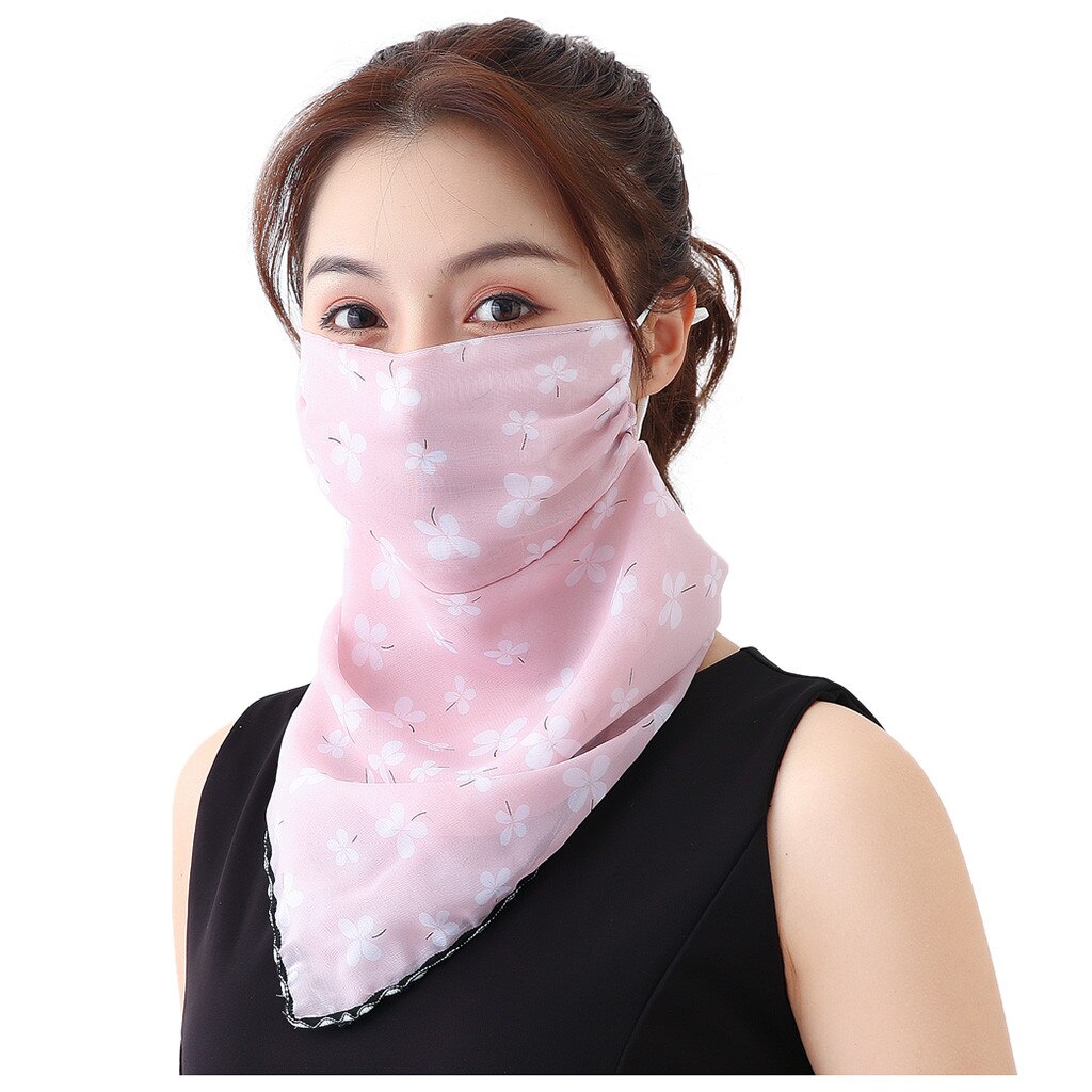 Women Sun Protection Print Scarf Dustproof Neck Scarf Masks masque: F