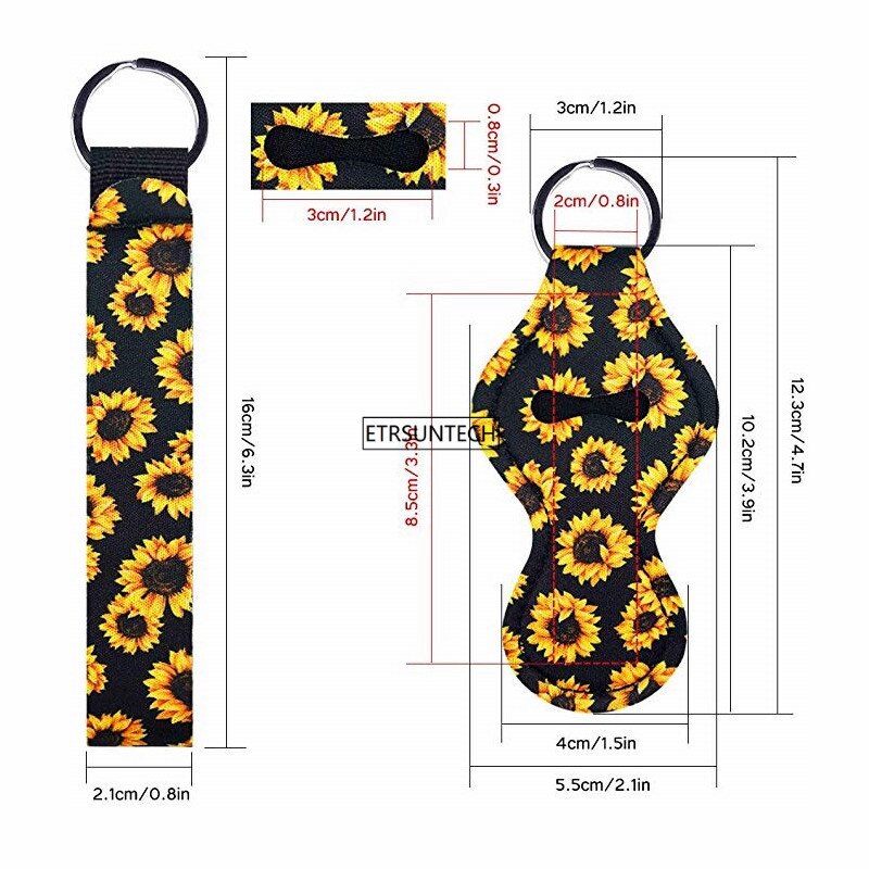 6 sztuk wibrujący Chapstick uchwyt breloki neoprenowe etui na szminki brelok z 6 sztuk smycz smycz dla dziewczyn kobiety impreza prezenty