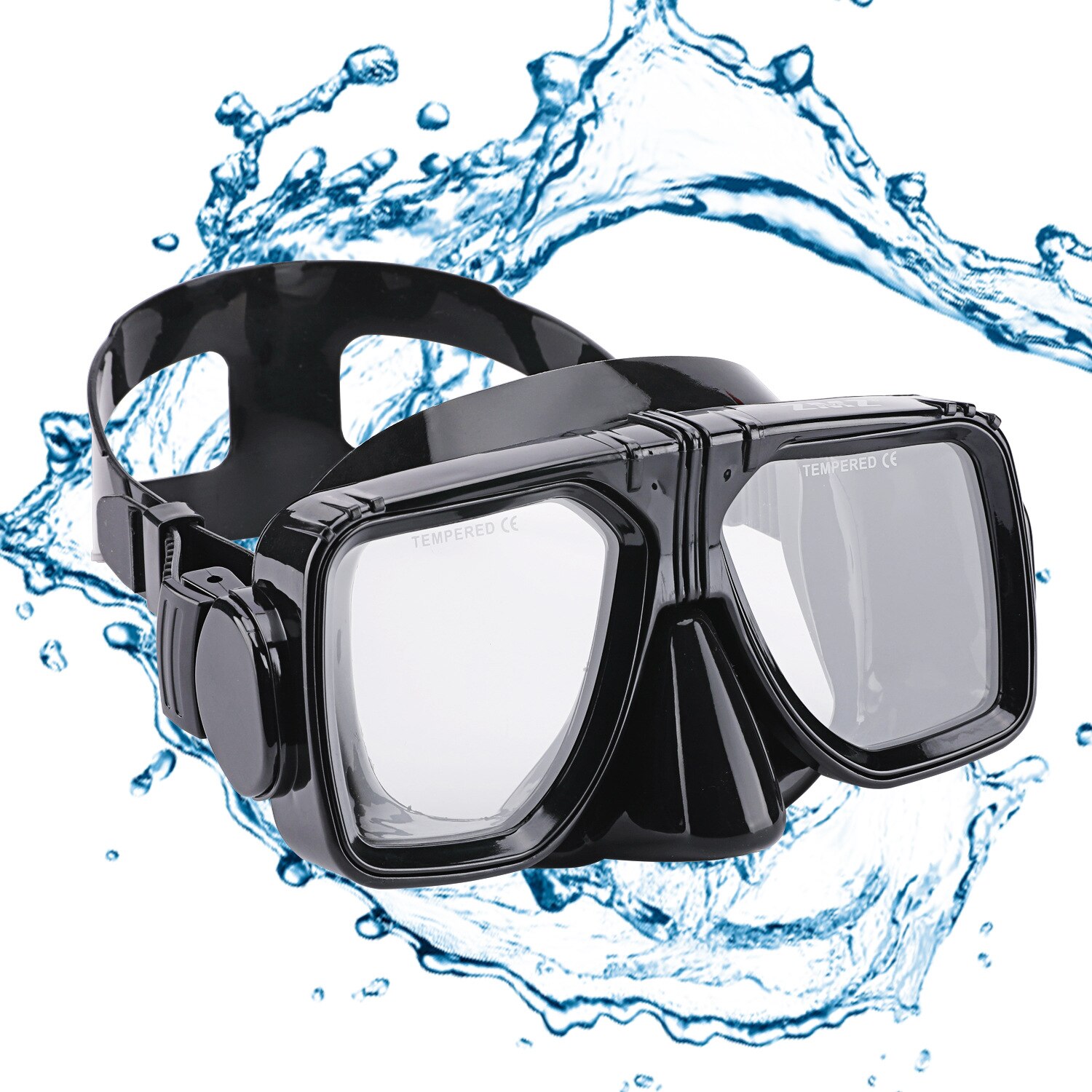 Duiken Masker Zwart Onderwater Duikbril Freediving Goggles Gehard Bril Antifog Met Verstelbare Riem