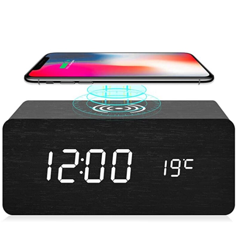 Réveil avec pour Qi chargeur sans fil pour le contrôle du son iPhone