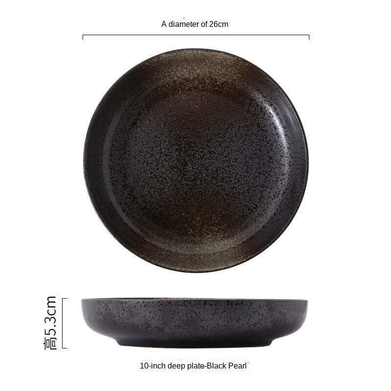 Japanese Style Ceramic Deep Dishes Household 8/10 Inch Salad Dish Dinner Plate Kitchen tableware Soup Bowl Serving Plates ZH655: color10