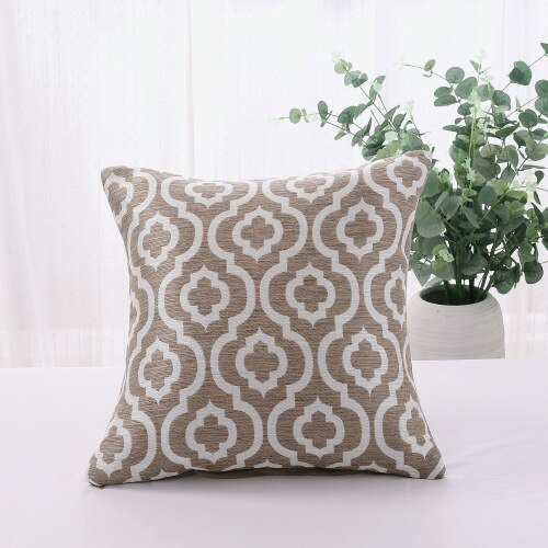 45x45cm Linen Cojines Decorative Para Sofa Geometry Pillow Covers Decorative Pillow Cover For Living Room The Plaid Pillows: Brown