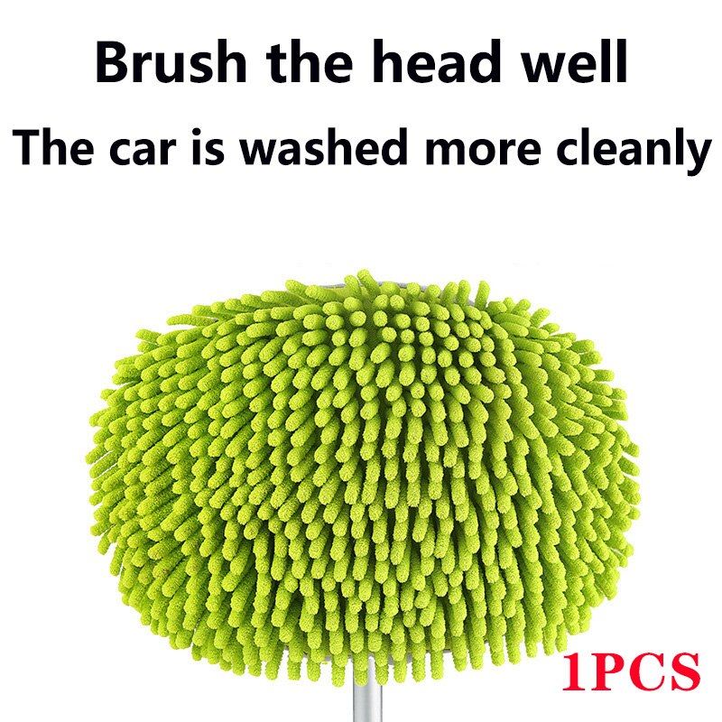 Opgradering tre sektioner teleskopisk bilvask moppe superabsorberende bil rengøring bilbørster moppe vinduesvask værktøj støv voks moppe blød: Børstehoveddæksel