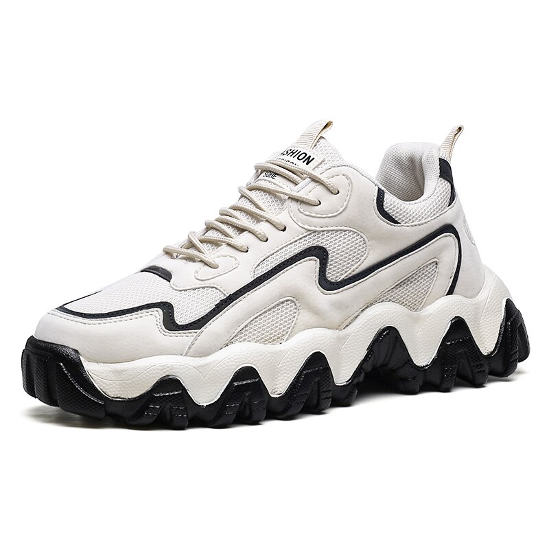 mesh sko herre uformelle komfortable pustende joggesko lette sklisikker plattform gå joggesko zapatillas hombre: beige / 10