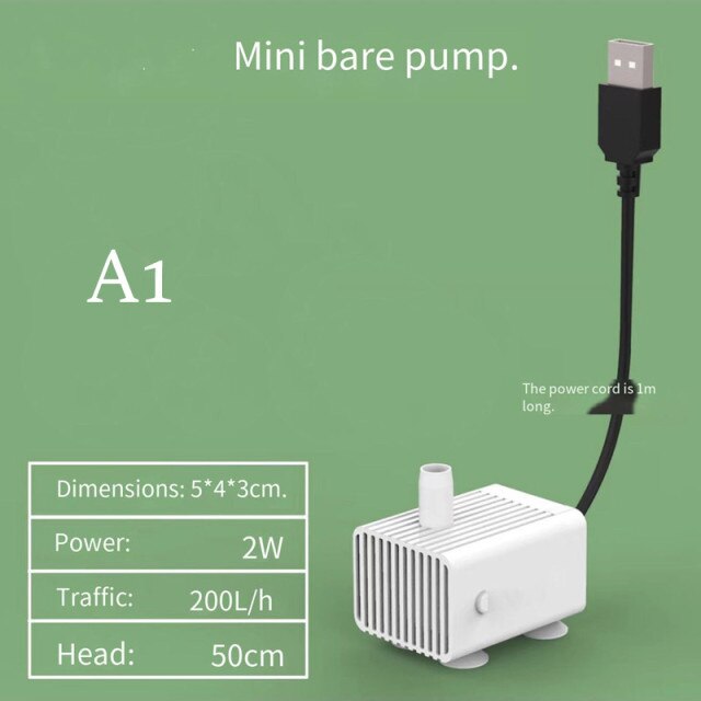 Weiting Aquarium Solar Water Pump USB Fish Tank Ultra Quiet Mini Small Micro Filter Circulating Fish Pond Submersible Pump 8W: A1 2W
