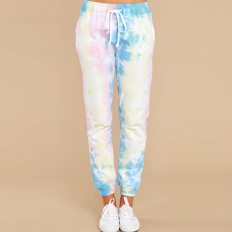 Kvinnor tie-dye tryckta träningsbyxor hodmewear casual träning dans show hip hop tie dye byxor sommar trend