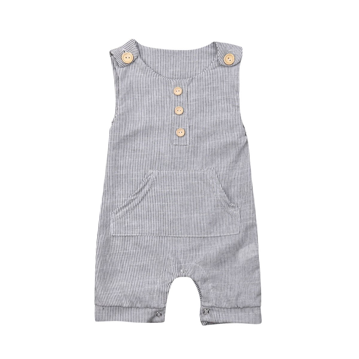 Newborn Baby Boy Cotton linen Romper Jumpsuit Sleeveless Clothes Set: 12-18 Months