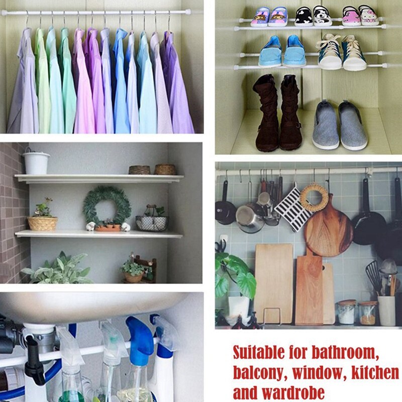 AFBC Stretching Rod 28-48 Inch Multi-Function Telescopic Rod, Curtain Spring Rod, for Kitchen Window Layer Hanging Bathroom 4PCS