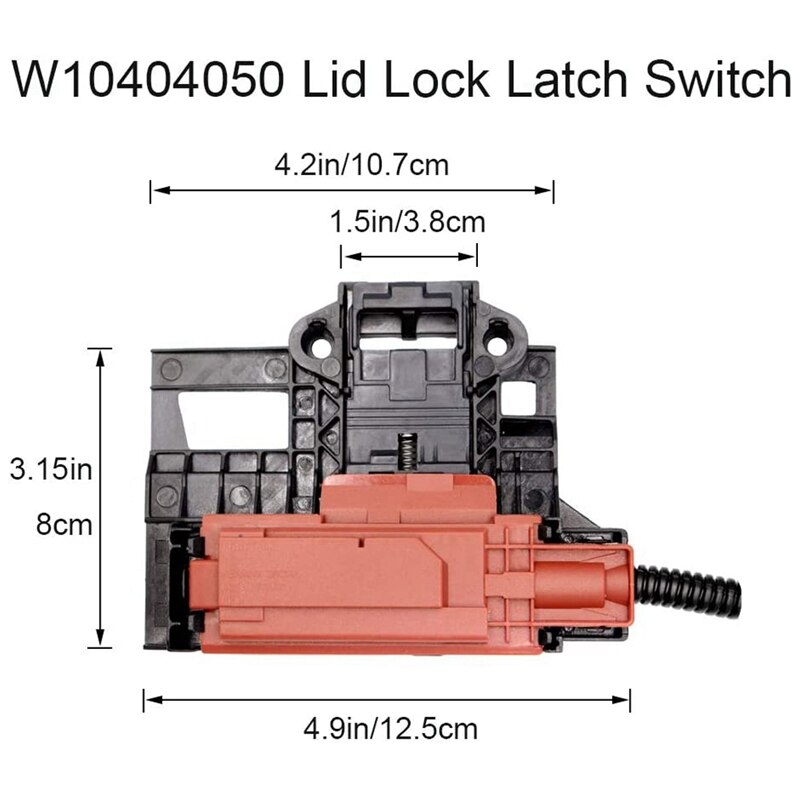 W10404050 Lid Lock Latch Switch and W10240513 Lid Lock Strike for Whirlpool, Kenmore Washer Washing Machine