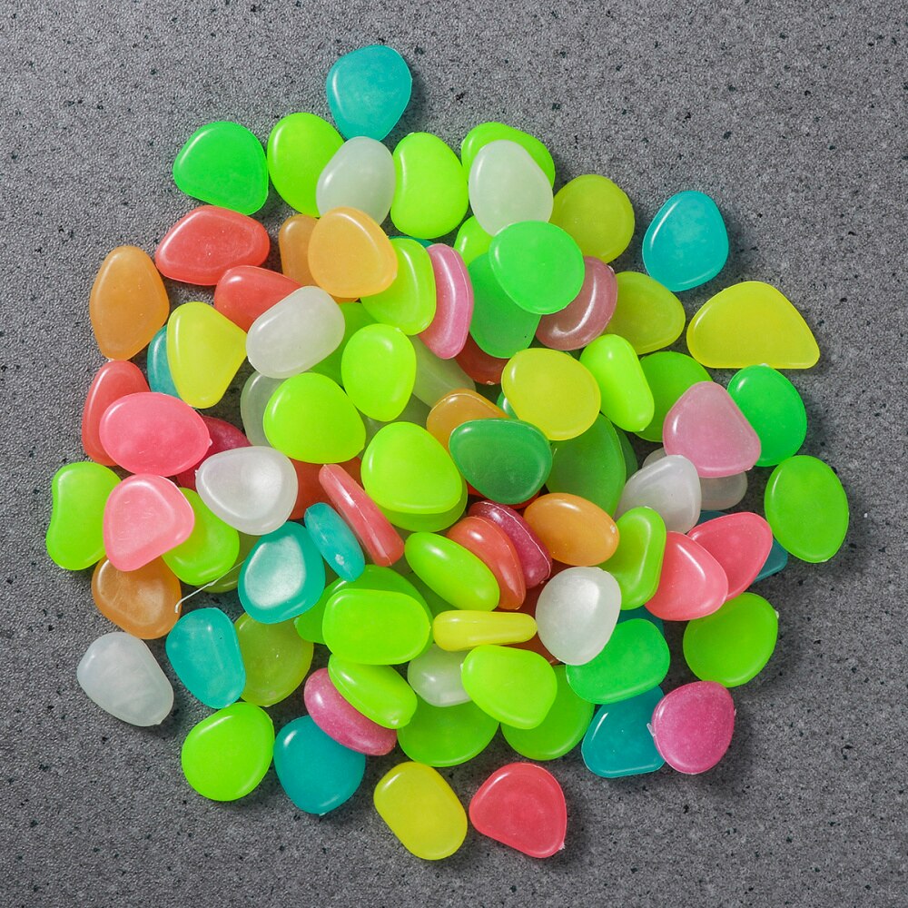 100 stuks lichtgevende keien, kiezelstenen, gloeiend in het donker voor aquarium, aquarium, grinddecoraties voor de tuin (blauw): Zoals weergegeven