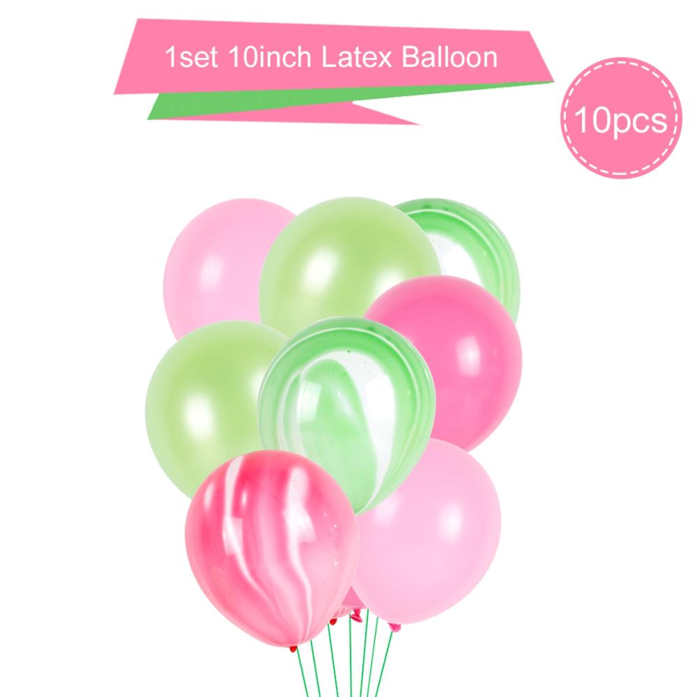 QIFU 1st Birthday Party Decorations Kids Summer Watermelon Party Cake Topper Bunting Flag Decor Pink Baby Shower Party Supplies: 10pcs balloon