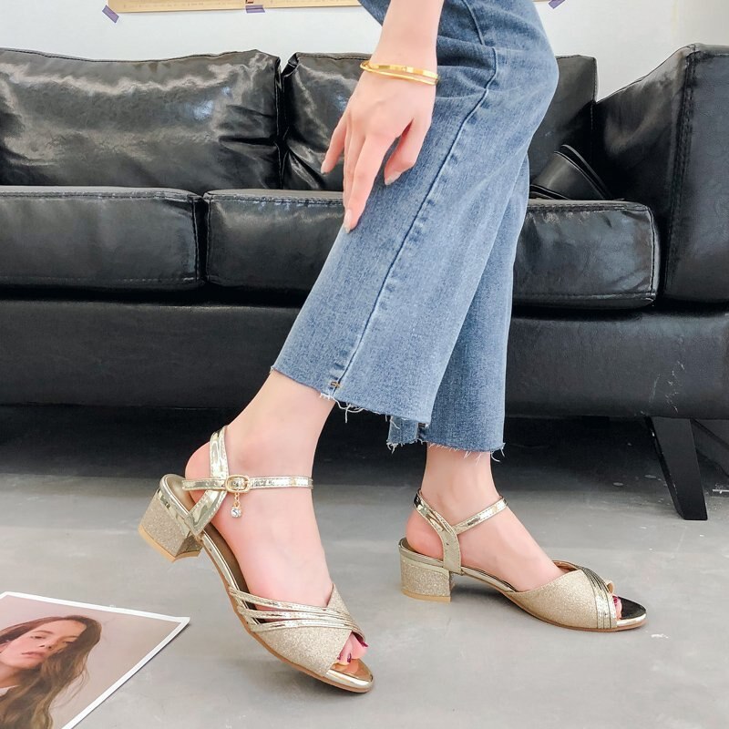 Women's Sandal Summer 5 Cm Thick Heel Commuter Women's Sandal Office Women's Sandal Outdoor Casual Comfortable Sandal