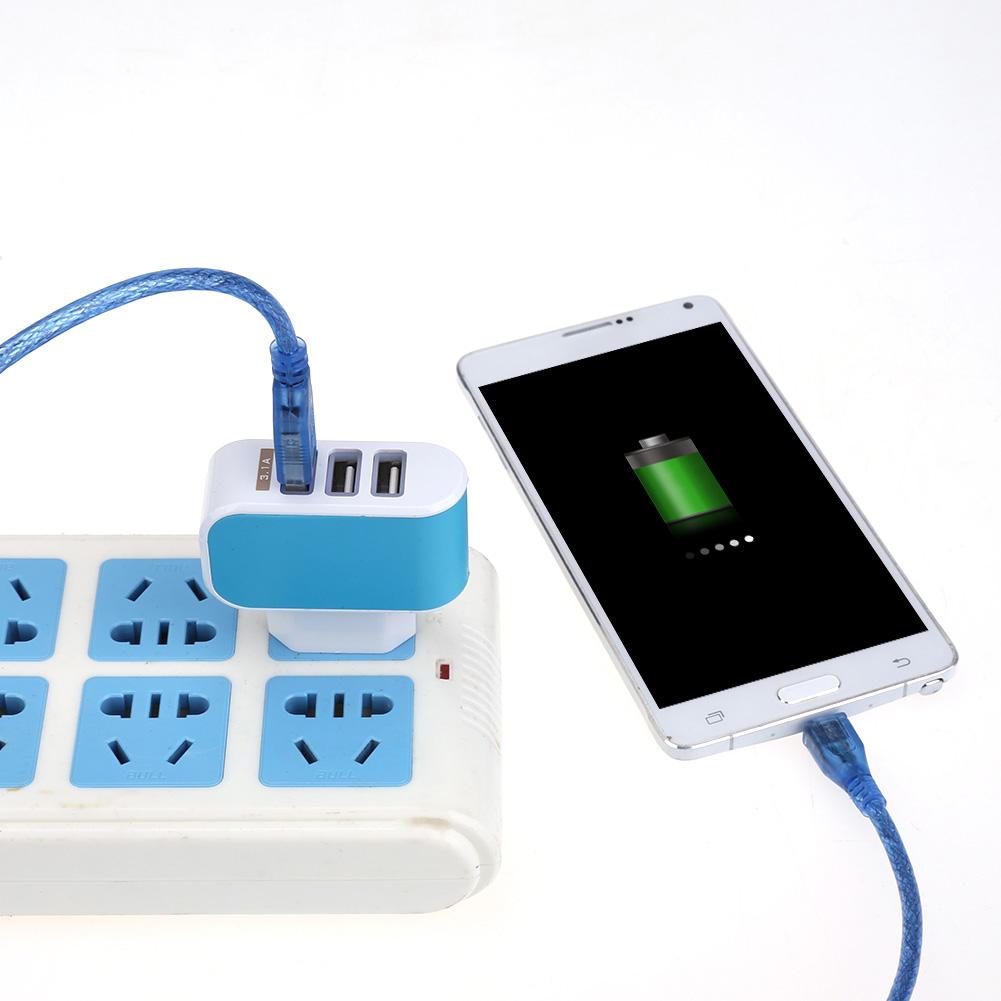 Multi-head resor snabb usb vägg bärbar mobilladdare (2a)  adapter eu plug 3 usb eu plug led mobiltelefon snabbladdare