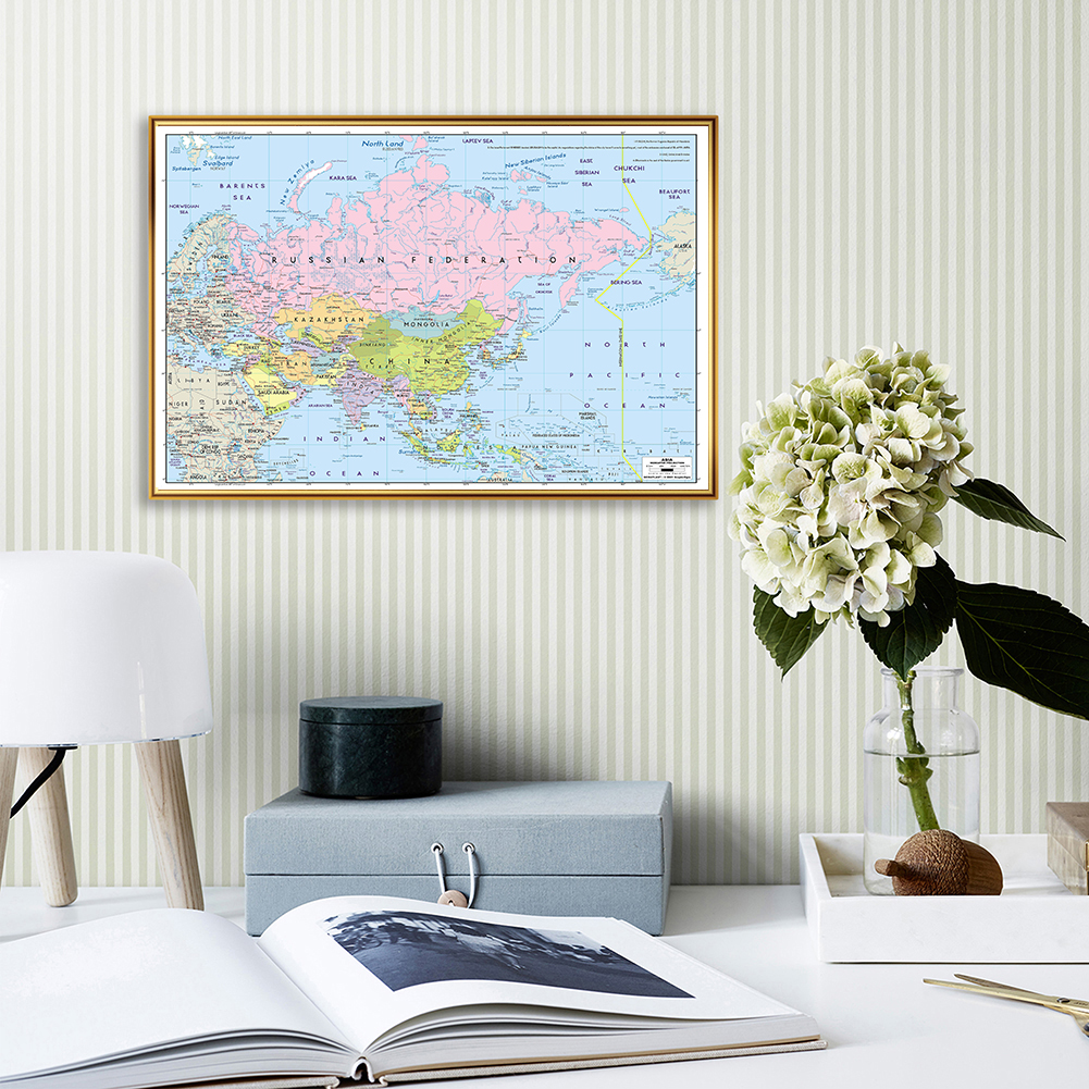 59*42cm The Asia Map Modern Wall Art Poster Canvas Painting Living Room Classroom Home Decor Travel School Supplies
