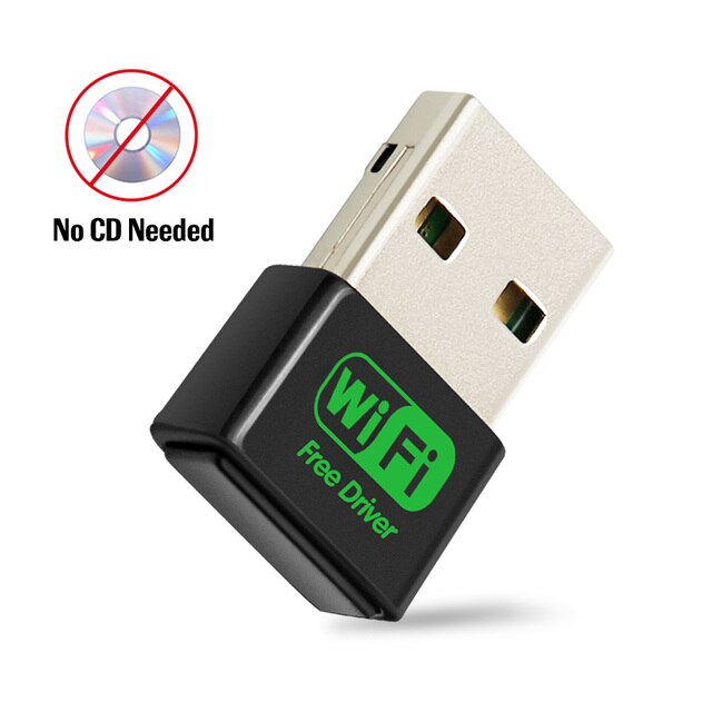 Mini WiFi Adapter USB Free Driver Wireless Network Card 150Mbps Wi Fi Dongle Ethernet Wireless Wi-Fi Receiver For PC Laptop: Black