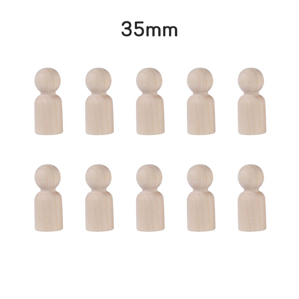 10Pcs 35/43/55/65mm Wooden Peg Dolls Girl Boy Wooden Dolls Kids Room Decor Handmade Diy Wooden Peg Dolls Blank Accessories: 02