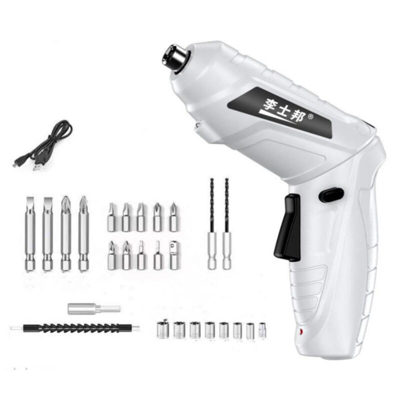 Multifunction Mini Electric Drill Home Electric Screw Driver Screwdriver Power Tool USB Charge Universal Wrench Maintain THE1203: white C