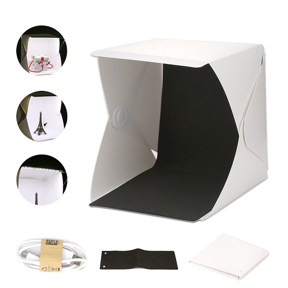 Mini Folding Lightbox Photography Photo Studio Softbox 2 Panel LED Light Soft Box Photo Background Kit Light box for DSLR Camera