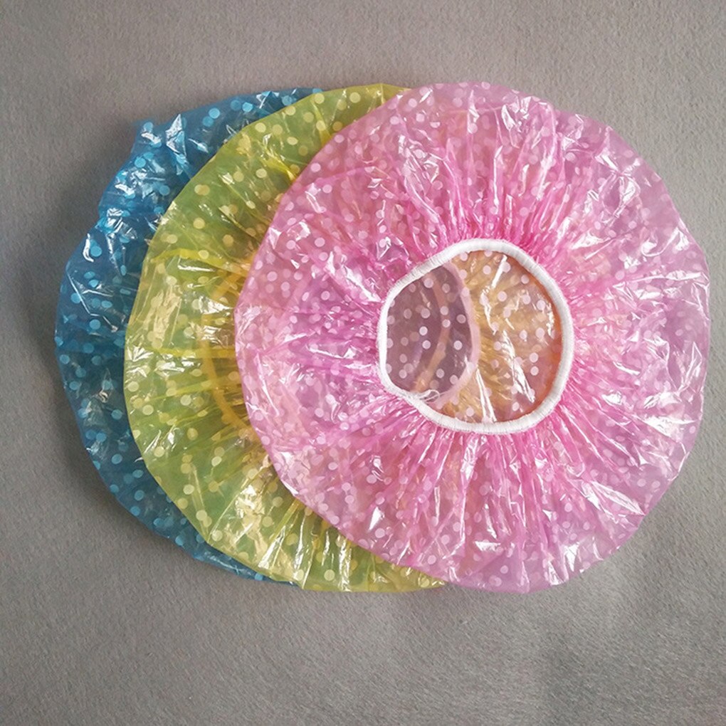 Gorros de ducha de plástico desechables para mujer, 6 uds., gorro de baño de Elástico grueso grande, Spa, ,