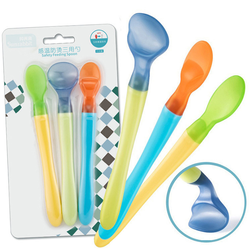 3Pcs Safe Soft Silicone Baby Spoons Feeding Dishes Tableware for children Flatware Cutlery Baby Feeding Spoon Set
