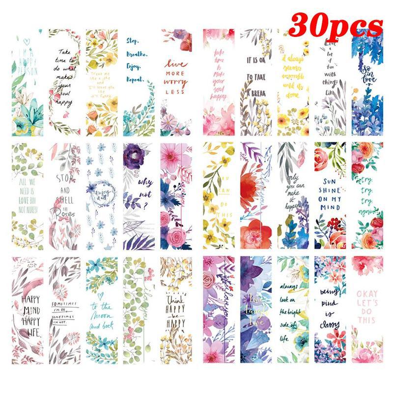 30pcs/set Beautiful Flowers Bookmarks Book Separation Fresh Page Bookmark Office Literary Supplies Small Bookmarks School D5Z3: Default Title