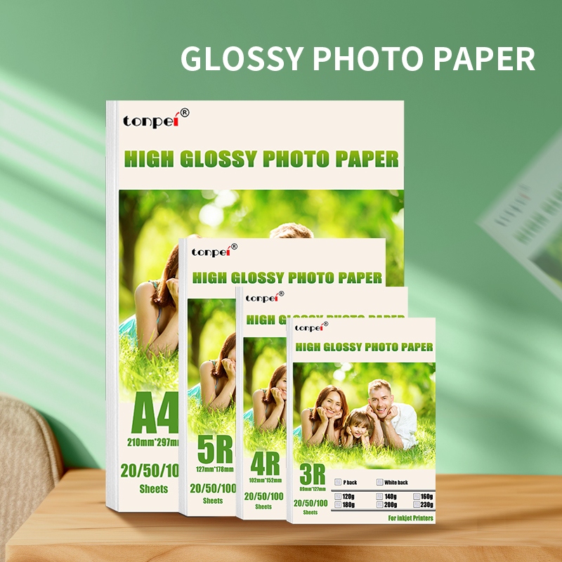 Hochglanz-Fotopapier mit mehreren Spezifikationen, 3R 4R 5R A4, Fotodruckpapier, Tintenstrahldrucker, 180 g, glänzendes einseitiges Fotopapier