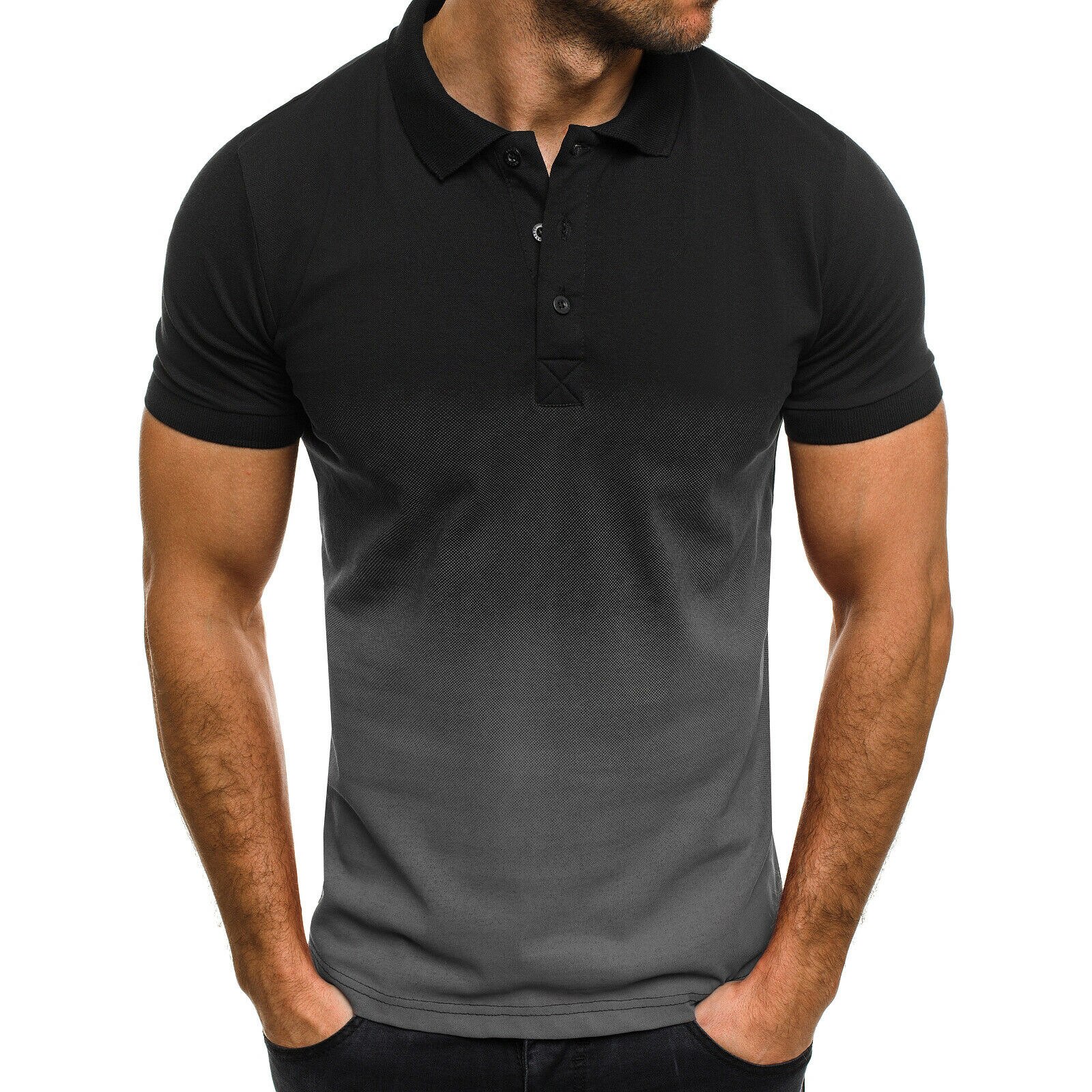 Golf herre gradient t-skjorter med korte ermer turn-down krage topper pluss størrelse 3xl tennis t-skjorter utendørs sportsklær: B / M