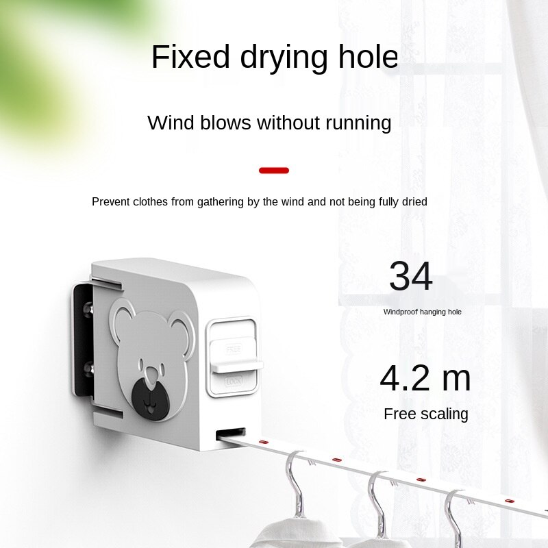 Hanging Retractable Clothes Airer Washing Line Laundry Wall Mount Dryer Hanger Clothesline Outdoor Washing Line Drying Rack 4.5M