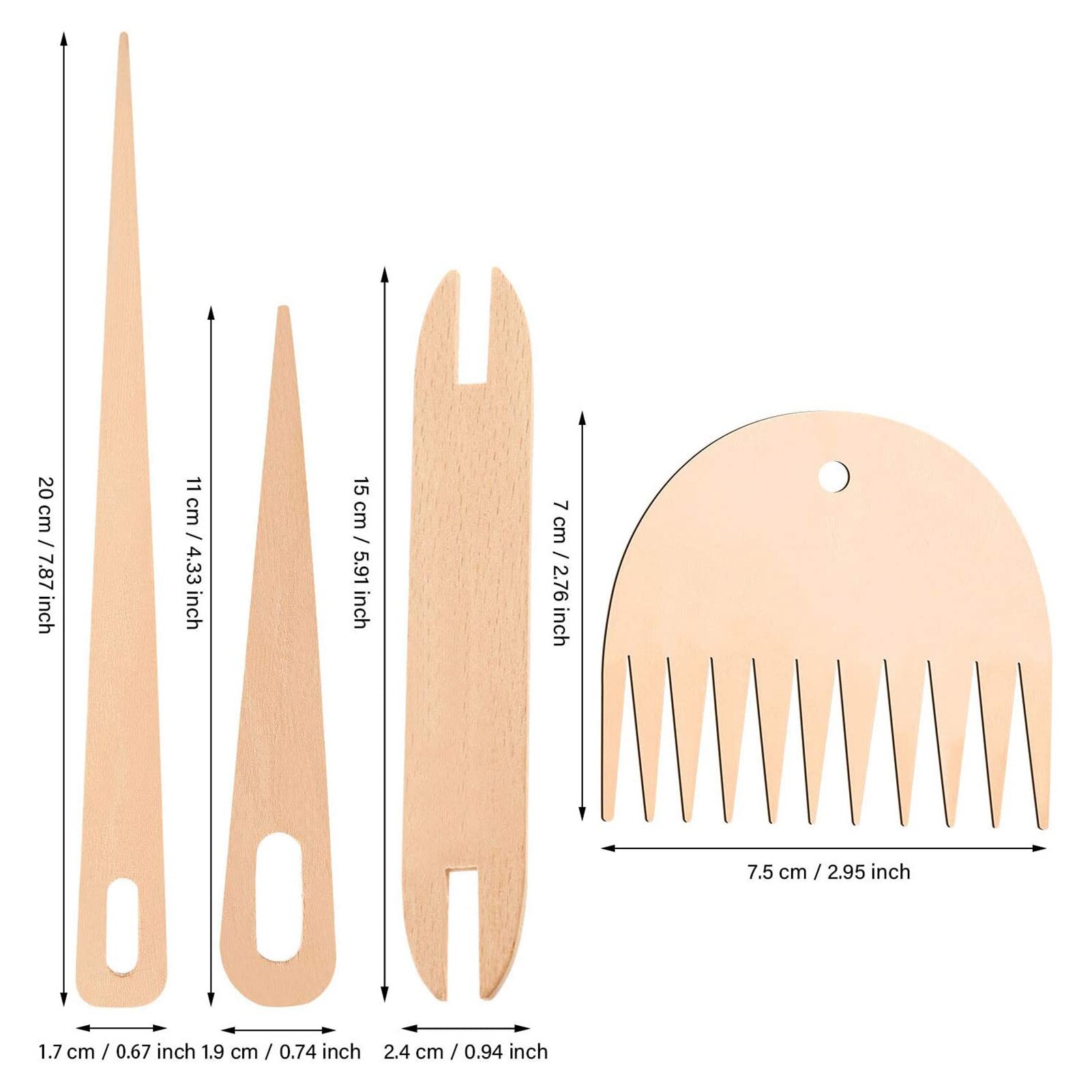 7Pcs Weefgetouw Sticks Houten Breien Hand Weefgetouw Stok Setknitting Naalden Set Haaknaalden Set Diy Naald Arts Craft Schaar gereedschap