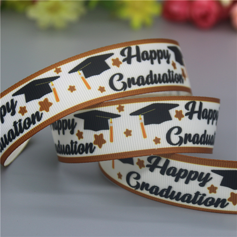 Duword 50iarde libro di laurea scuola stampata nastro Grosgrain accessori materiale copricapo decorazione fai da te cucito artigianale D2264